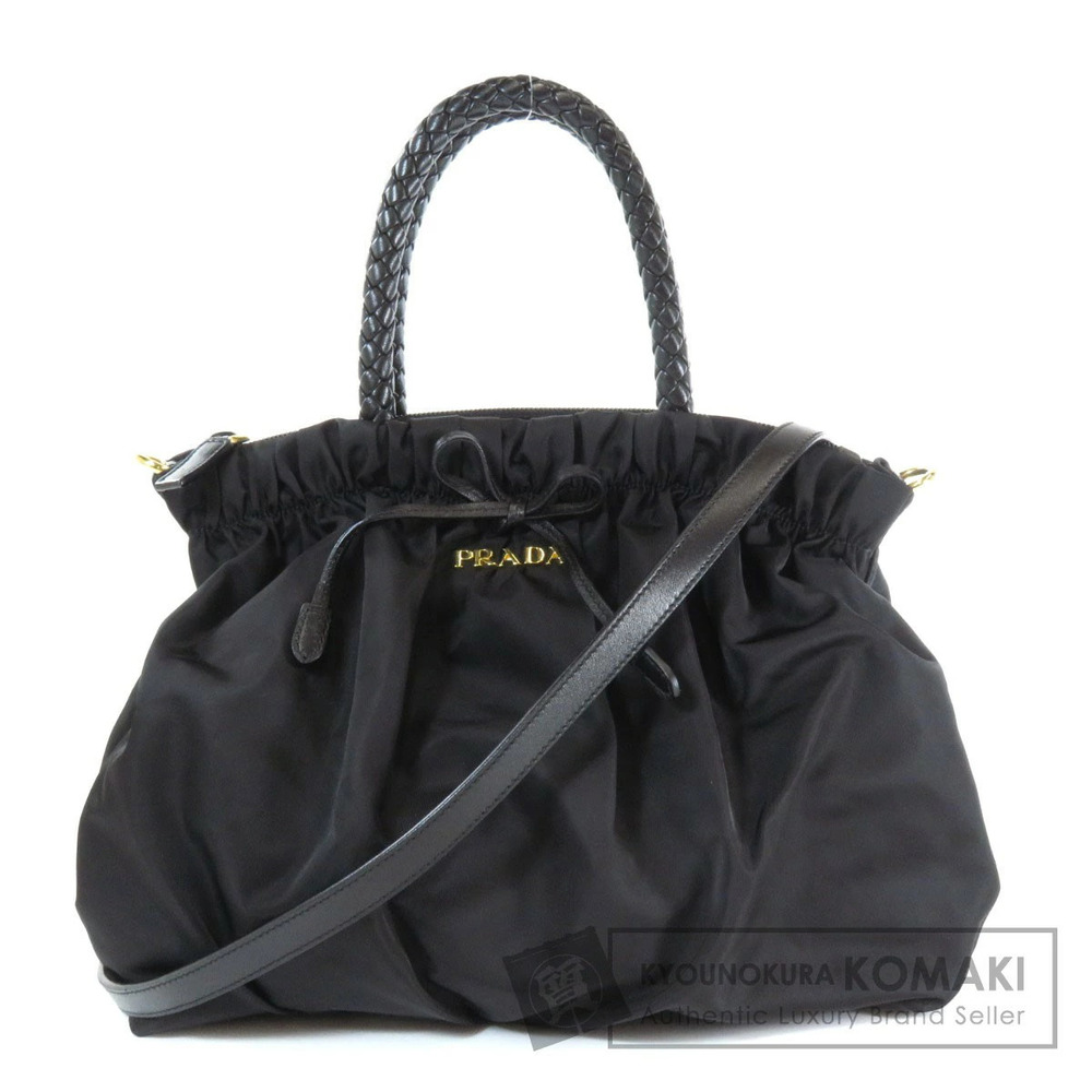 Prada Tessuto handbag braided top handles Black